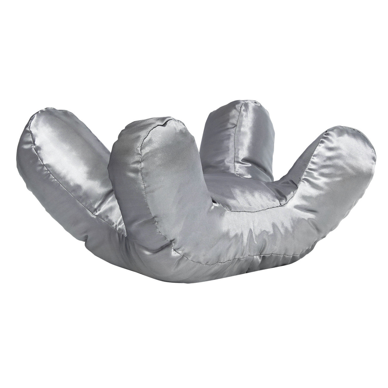 Silver anti-wrinkle face-up pillow on a white background