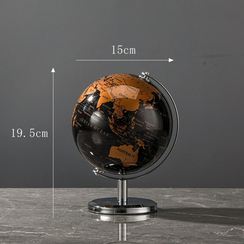 Globe with measurements on a gray background