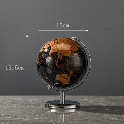 Globe with measurements on a gray background