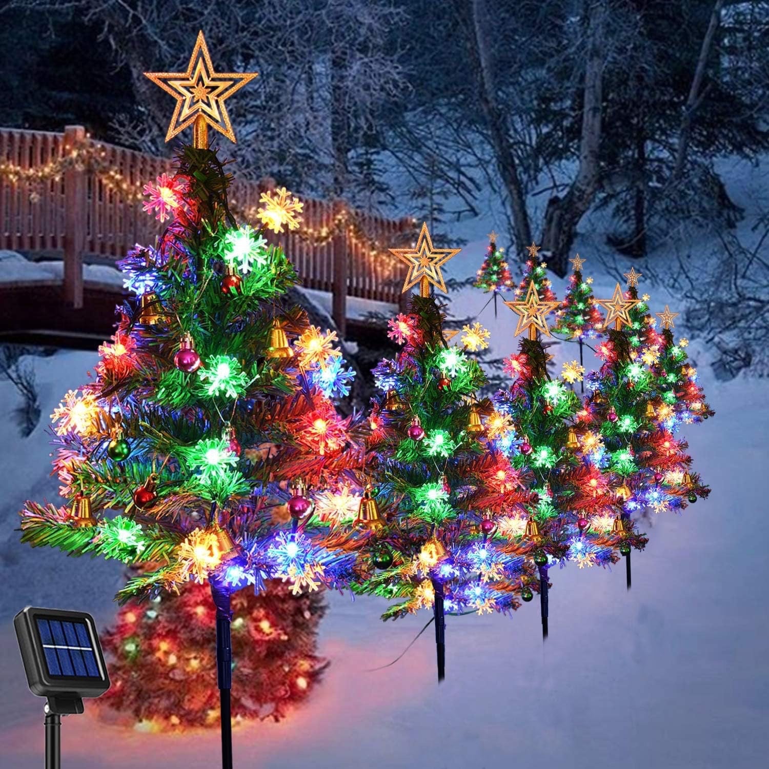 Solar Christmas Tree Lights Christmas Atmosphere Glowing Tree Lights Waterproof Outdoor Garden Lawn Lights