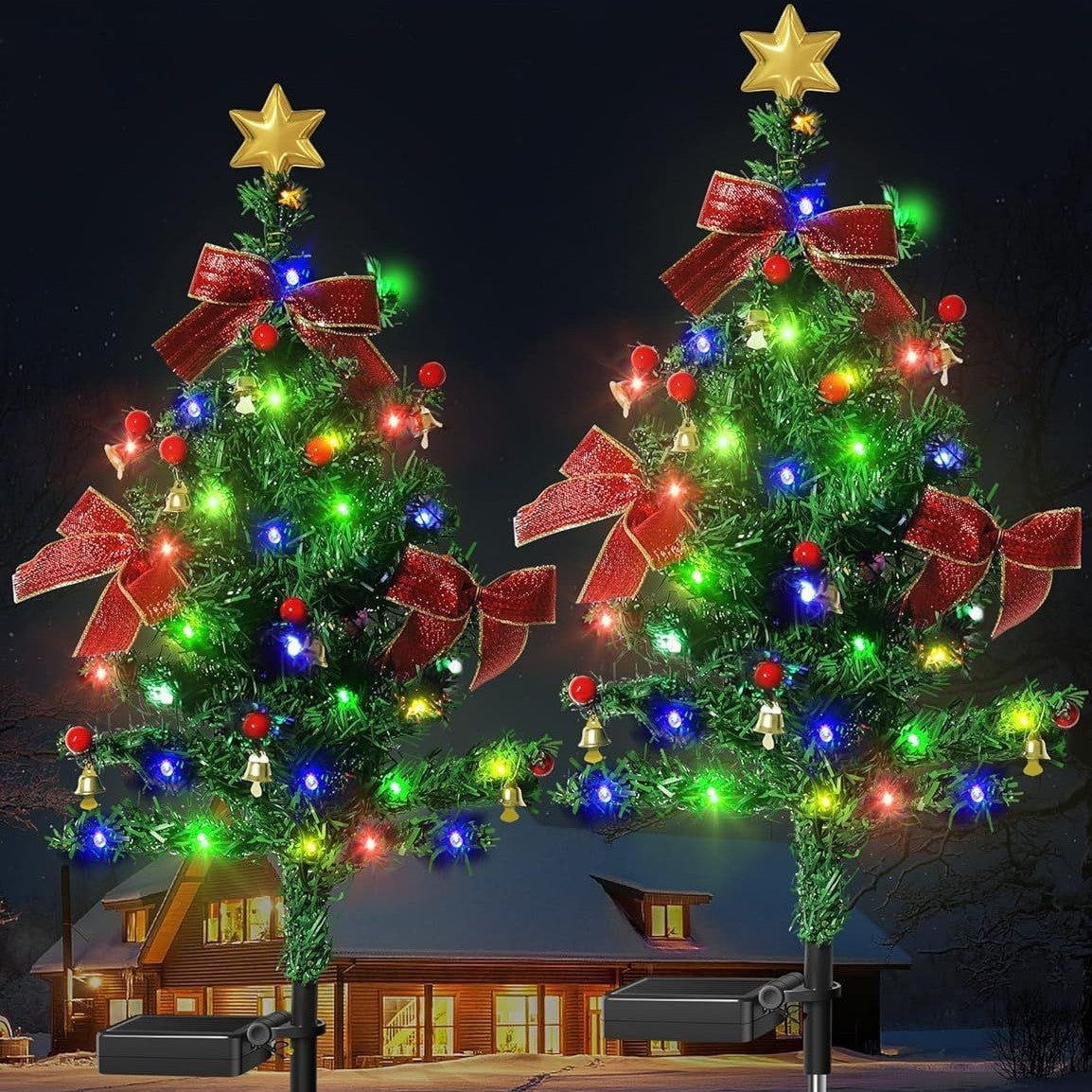Solar Christmas Tree Lights Christmas Atmosphere Glowing Tree Lights Waterproof Outdoor Garden Lawn Lights