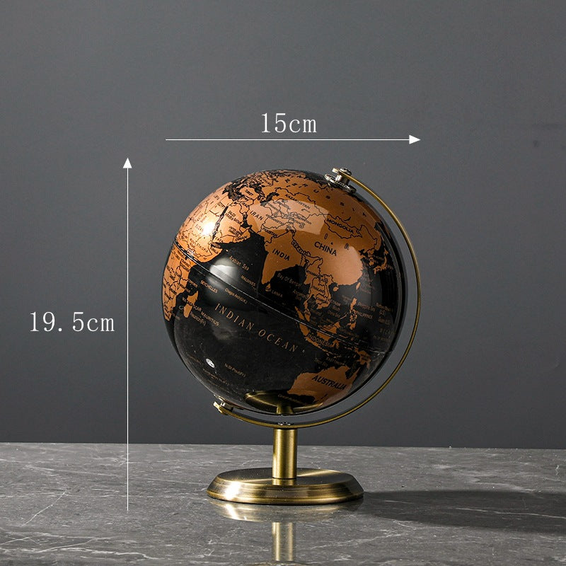 World globe with measurements on a gray background