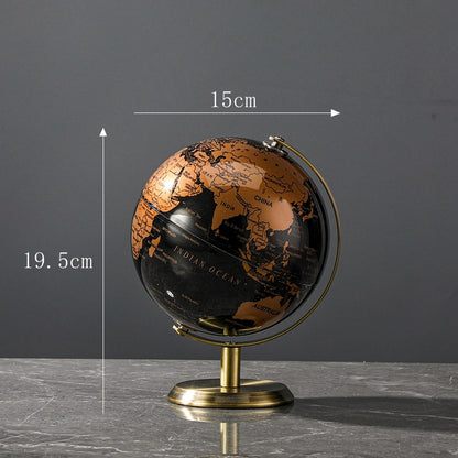 World globe with measurements on a gray background