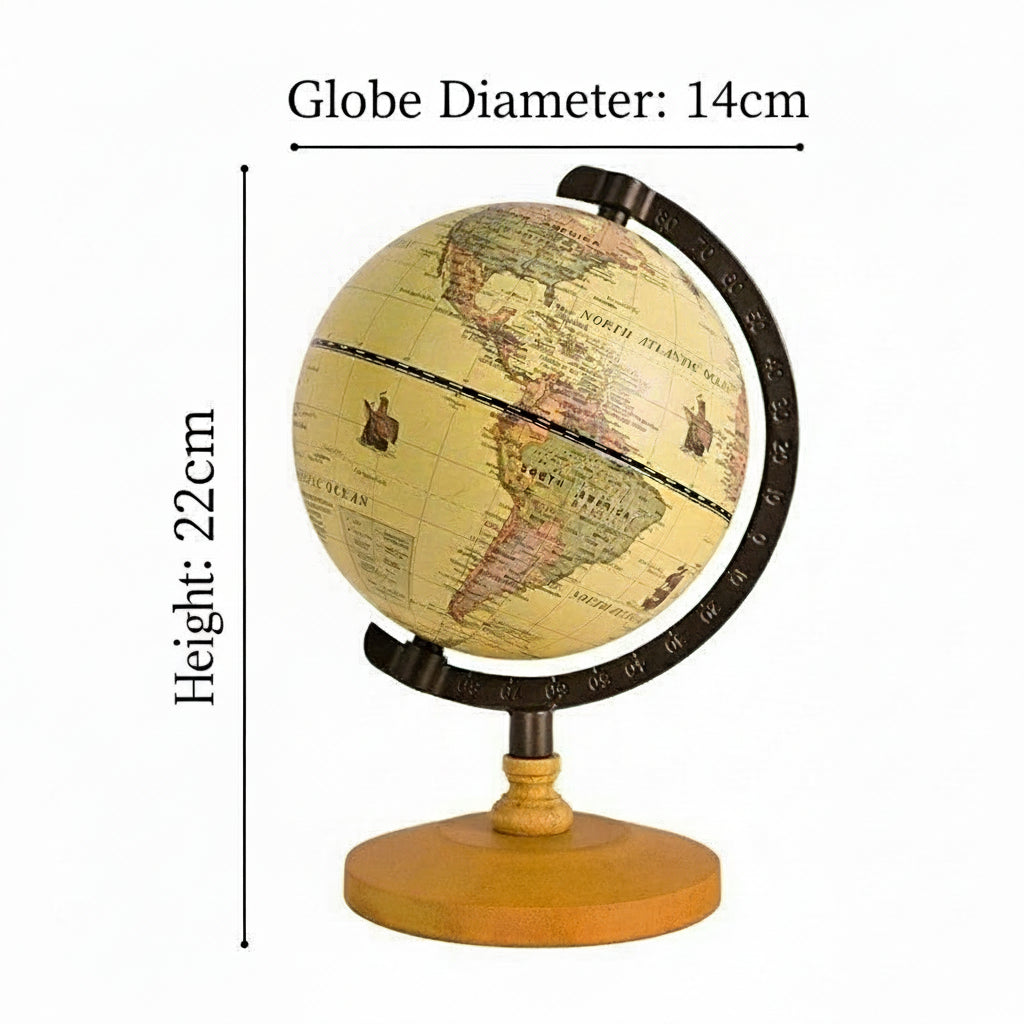 World globe with measurements on a white background