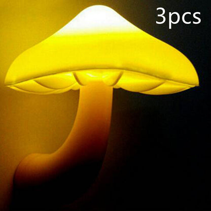 Mushroom-shaped night light with a dark background and '3pcs' text.